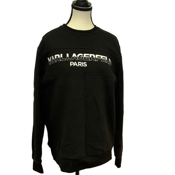 Karl Lagerfeld Black Sweatshirt with White Logo - Size Large - Picture 2 of 9